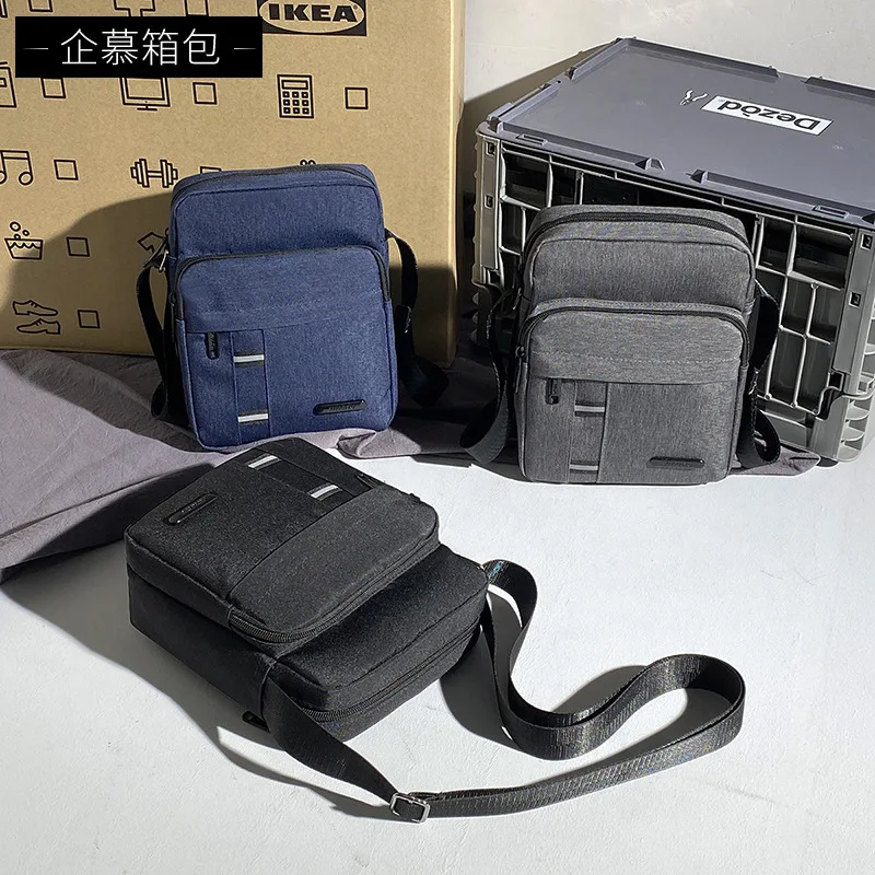 

New contracted oblique satchel water proof business casual single shoulder bag male commuter night retroreflecting male package