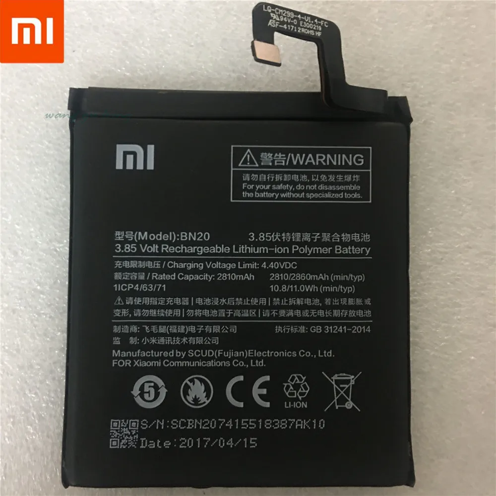 

100% Оригинальный резервный новый аккумулятор BN20 2810 мАч для Xiaomi Mi 5C M5C