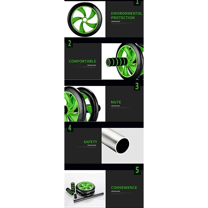 Гимнастический ролик для мышц абдоминального пресса без шума с ковриком