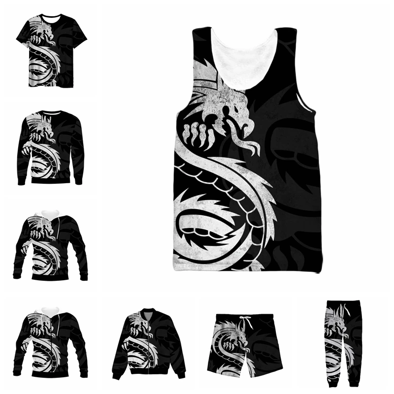 Vitinea New 3D Full Print WHITE DRAGON T-shirt/Sweatshirt/Zip Hoodies/Thin Jacket/Pants Four Seasons Casual Q01  - buy with discount