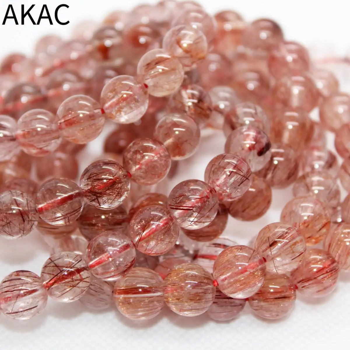 

Approx10-10.8mm 18-19beads AKAC natural A++ red copper rutile quartz bracelet beads