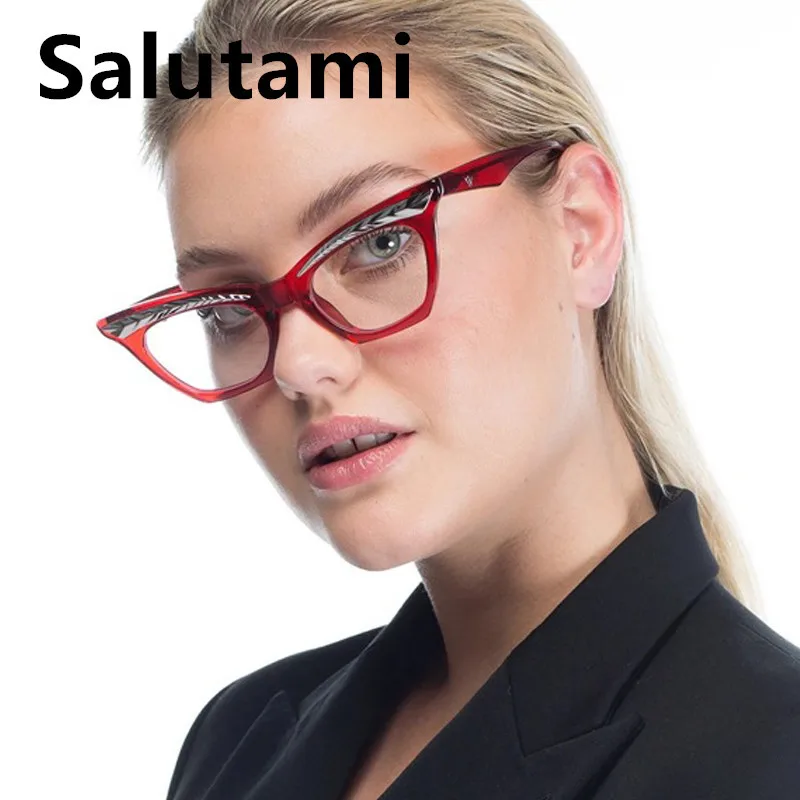 

Vintage Eyebrow Square Anti-blue Light Eyeglasses For Women New Fashion Brand Computer Cat Eye Glasses Frame Female Red Shades