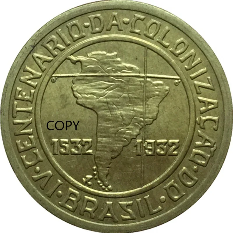 

Brazil 1932 400 REIS Gold Plated Commemorative Collector Coin Gift Lucky Challenge Coin COPY COIN