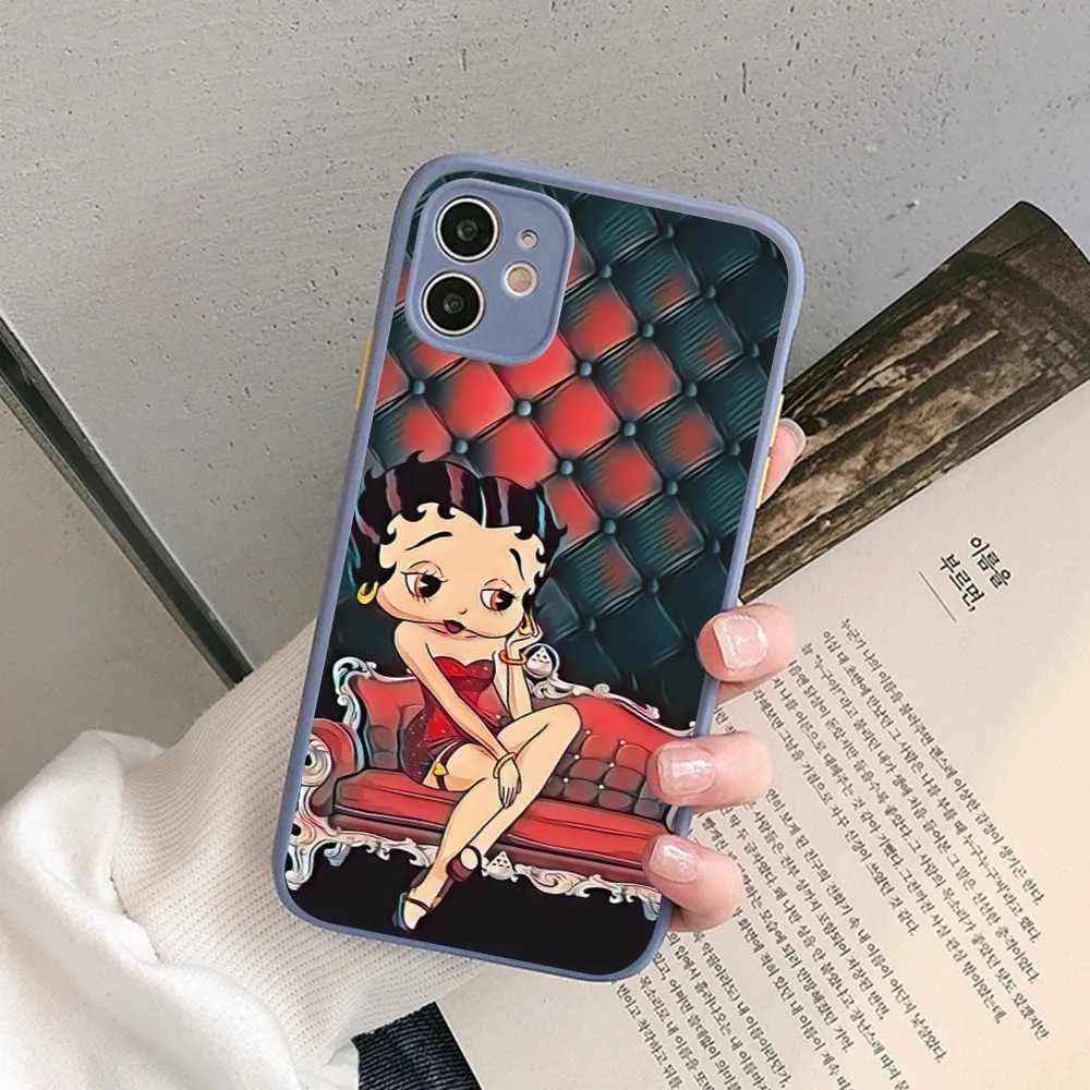 Чехол для телефона B-Betty-Cute-Boop, прозрачный матовый чехол для iPhone 14 11 12 13 Mini Pro Max 8 7 Plus X XR XS MAX (art.: 3920c99ad4e96) - 3920c99ad4e96