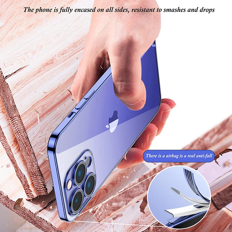 Прозрачный Противоскользящий мягкий чехол из ТПУ с покрытием для iPhone 16 15 14 13 12 11 Pro