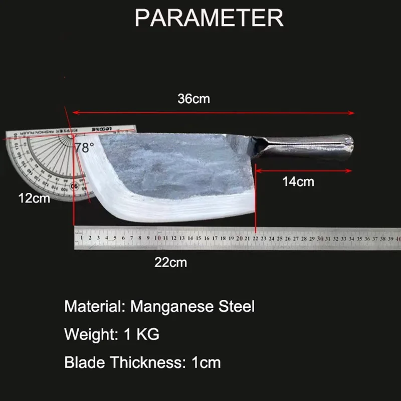 Кованый нож ручной работы из марганцевой стали для нарезки 1 кг резки костей