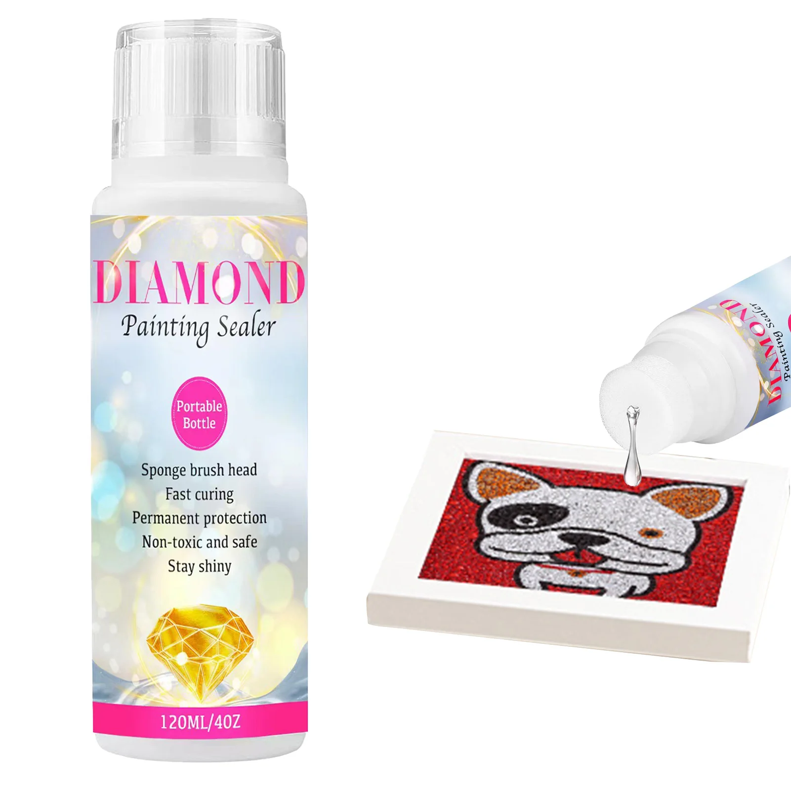 

Painting Sealer 120ml Fast-Drying Jewel Picture Glue Jewel Picture Sealer Permanent Hold & Shine Bright Light Fixator Painting