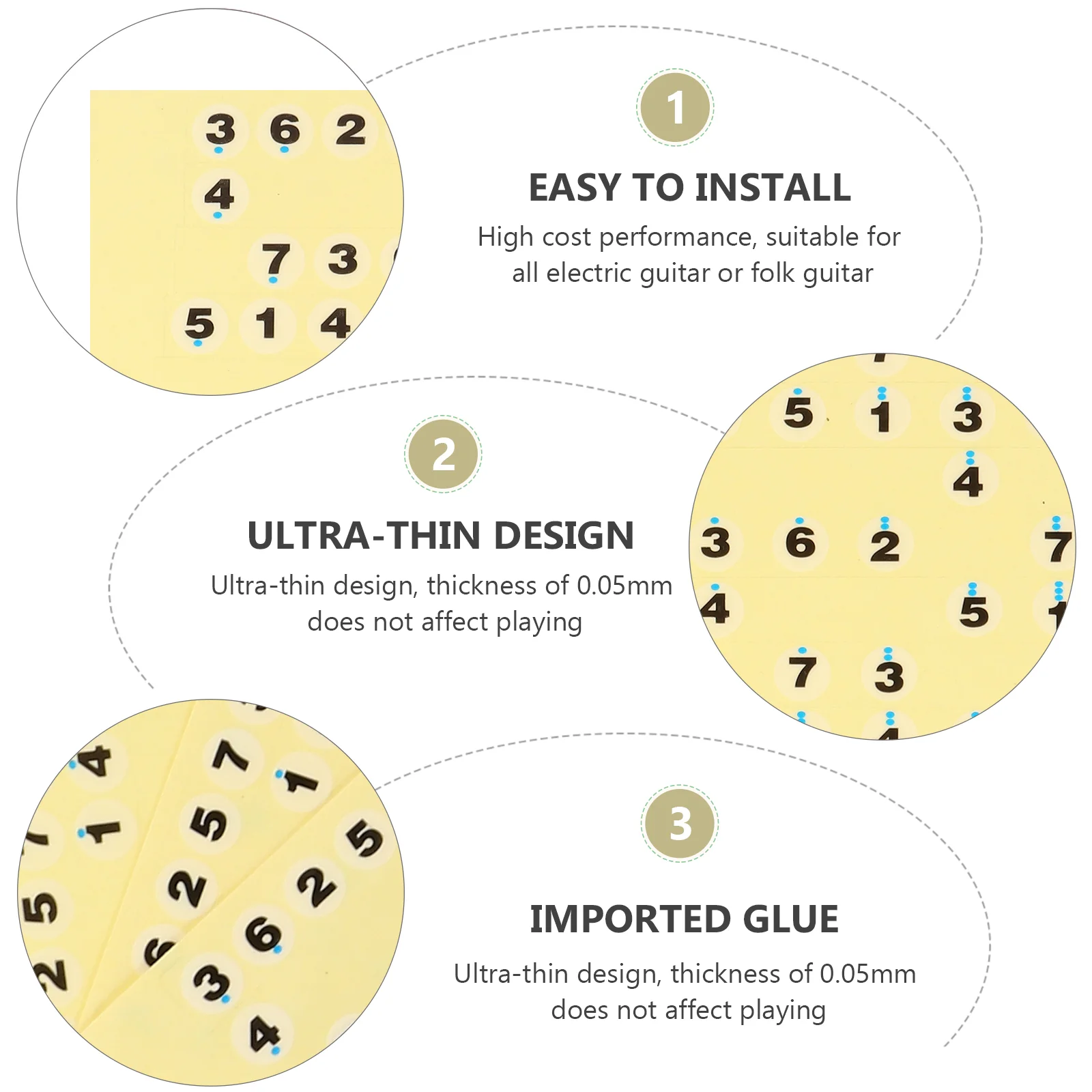 7 шт. наклейки на гриф гитары номер наклейка