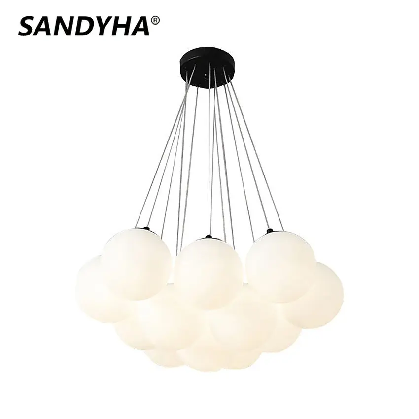 

Modern Nordic Led Chandeliers Milk White Glass Ball Pendant Lights Living Dining Room Bedroom Home Decoration Luxury Luminaire
