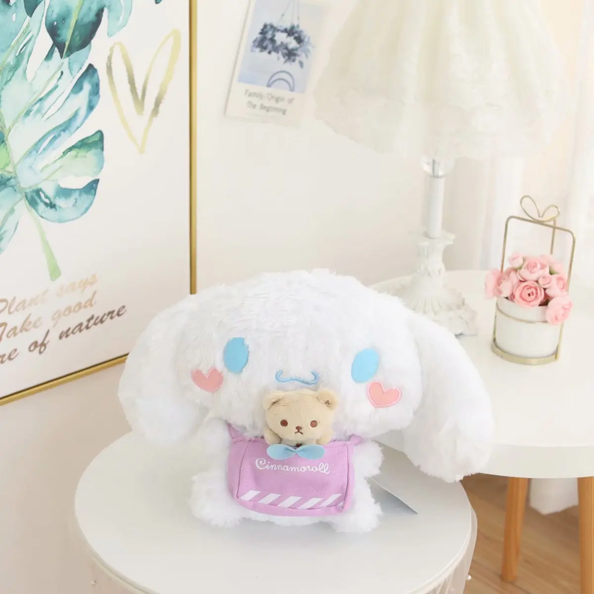 

Sanrio Cinnamoroll Cute Plush Toy Hold The Bear Doll Kawaii Fluffy Soft Stuffed Sofa Pillow Room Decoration Home Decor Kid Gifts
