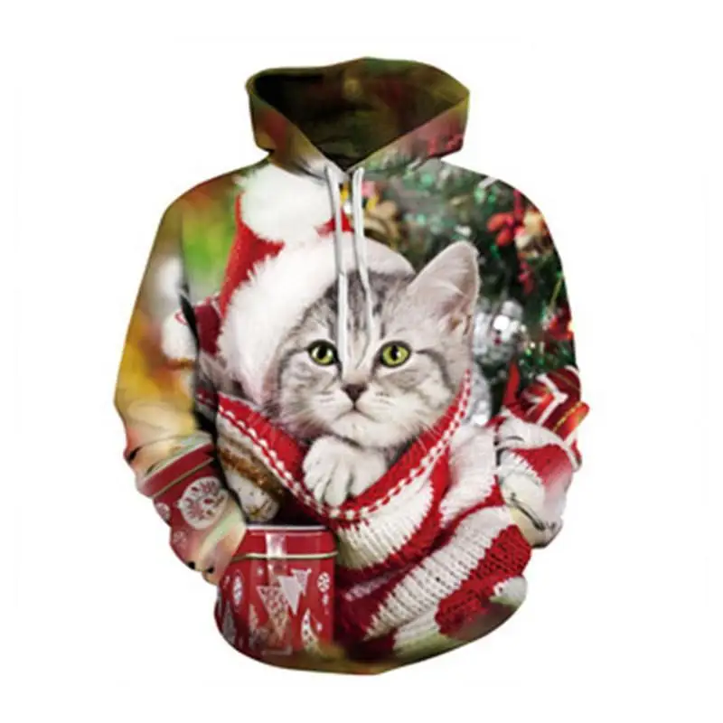 

New Christmas hoodies men 3D printed cat and dog series hooded sweatshirt Men Women Tracksuit Children's Oversized Sudaderas