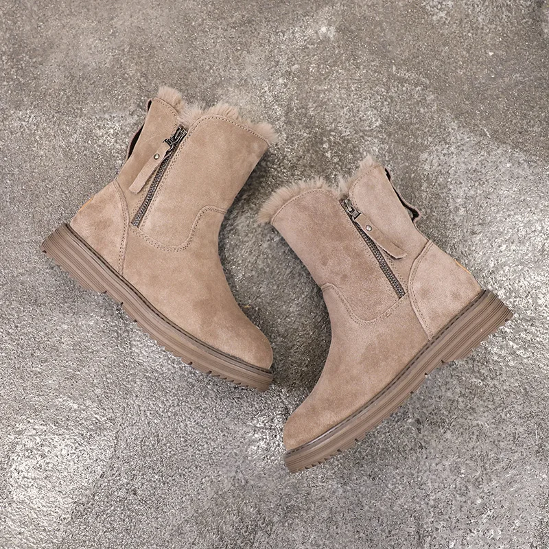 

2022 Boots Winter Thick Warm Warm Snow Boots Women's British Style Martin Boots Flat Ankle Boots