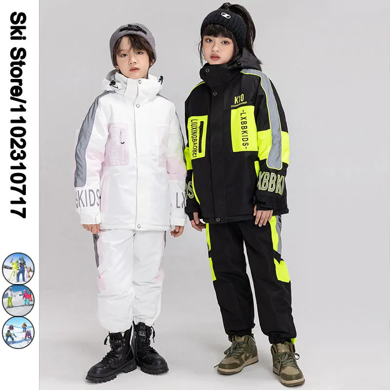 Children's Snow Suit Girls Boys Ski Suit Kids Winter Snowboard Clothes Warm Waterproof Outdoor Snow Jackets Pants Set SK055