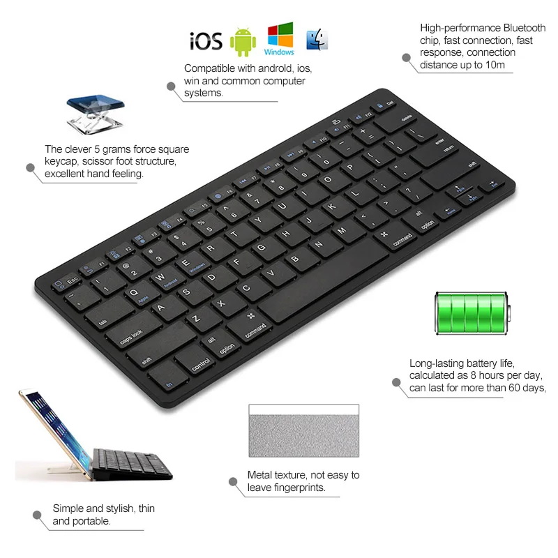

RYRA Mini Wireless Keyboard For Tablet IPad IPhone Bluetooth Rechargeable 78-key Teclado For Smartphone Android IOS Windows