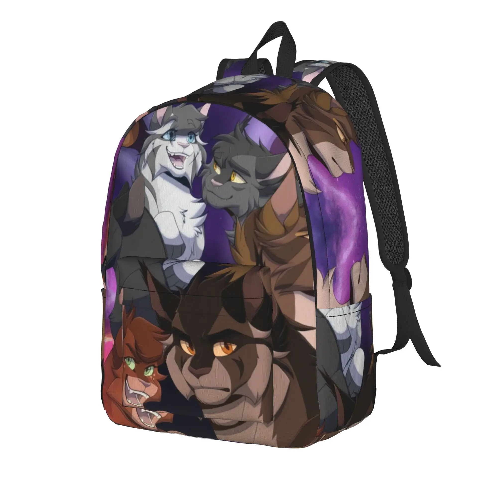 Фото Рюкзак W-Warriors W-Warrior Cats, походные рюкзаки для женщин и мужчин, школьные сумки с ярким узором, повседневный рюкзак №2