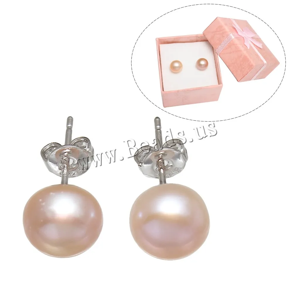 1 пара/кор. серьги из натурального пресноводного жемчуга розового цвета с