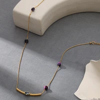2022 18k gold stainless steel jewelry natural stone unique design pendant necklace single layer chain necklace