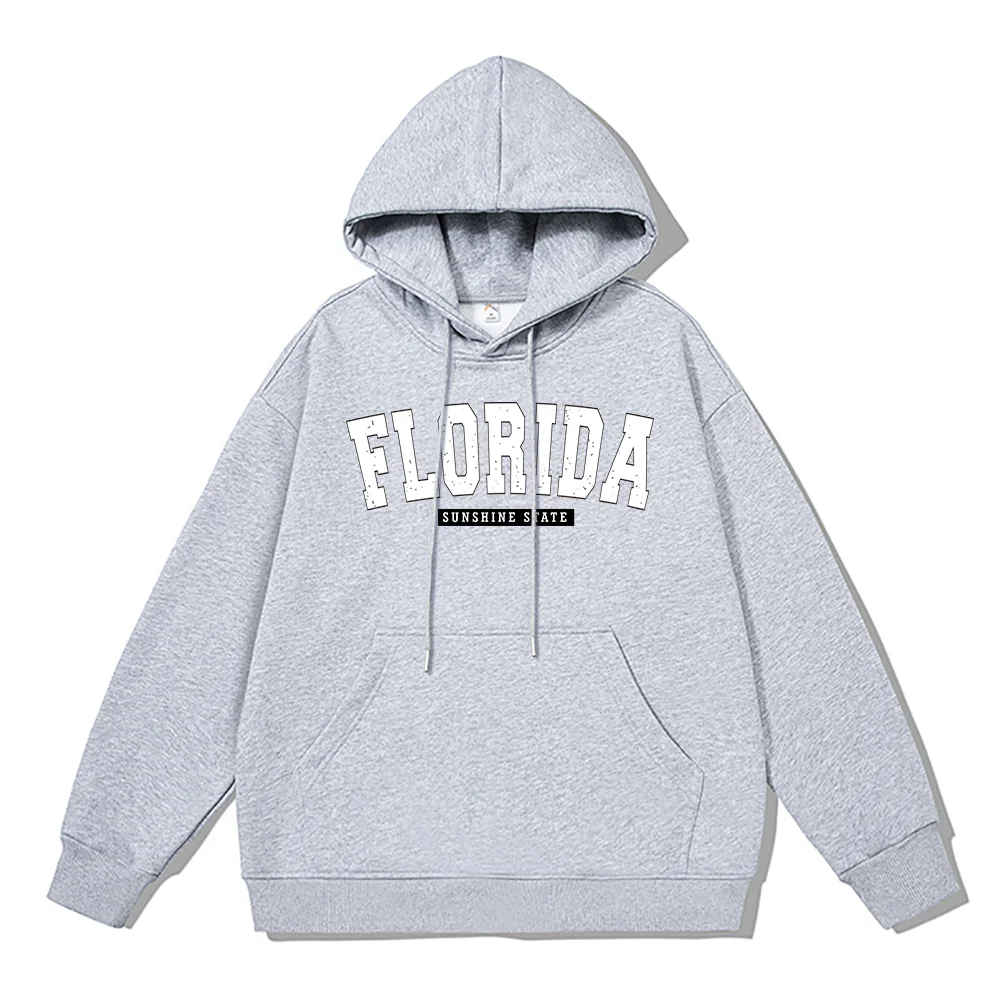 

Florida Sunshine State Letter Print Cotton Men Hoodie Loose Thicken Sportswear Winter Warm Clothing Fashion Casual Sweatshirts