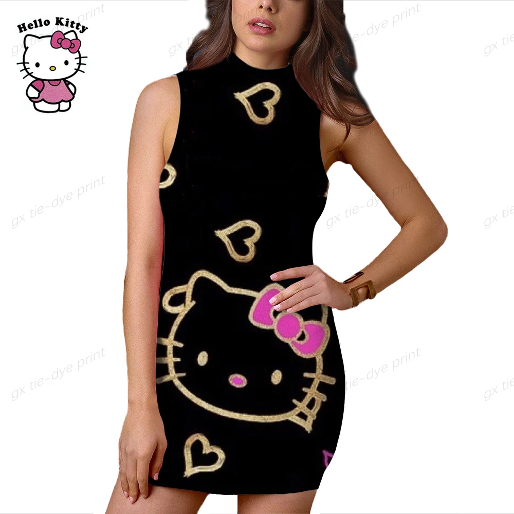 

Платье-мини с круглым вырезом, без рукавов, с принтом HELLO KITTY