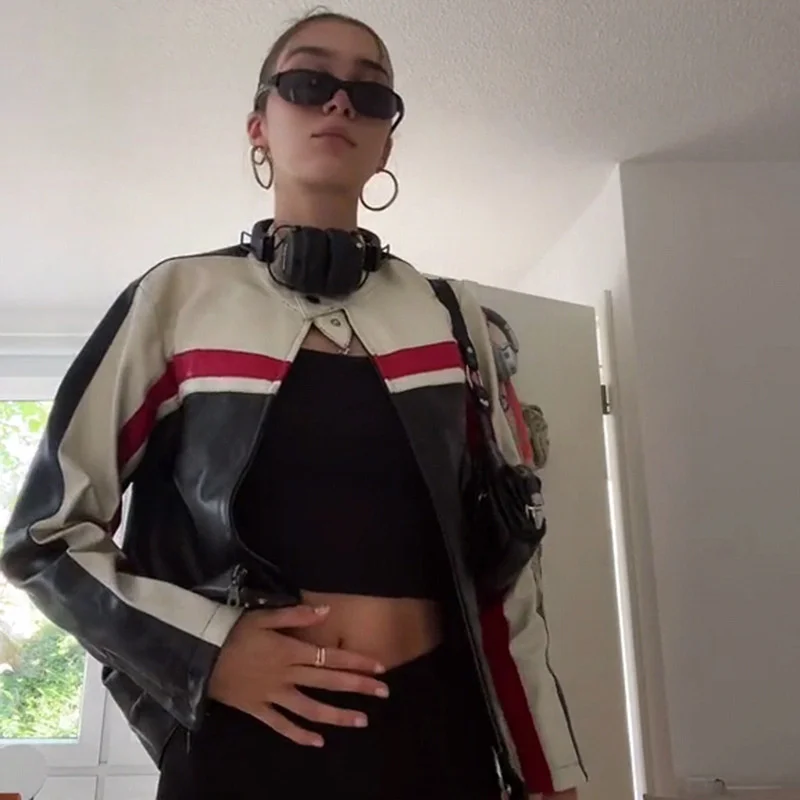 

Женский кардиган из ПУ кожи, с воротником-стойкой и длинным рукавом