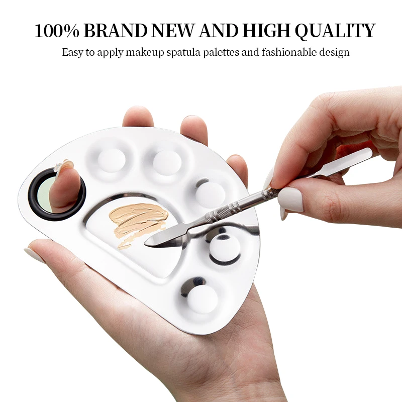 Палитра для макияжа из нержавеющей стали с лопаткой 2 шт.