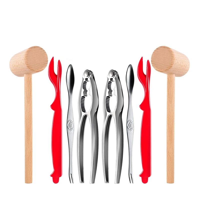 

Crab Leg Cracker And Tools Seafood Tool Kit,Lobster Crab Cracker Lobster Shell Forks Seafood Forks Lobster Crab Mallets