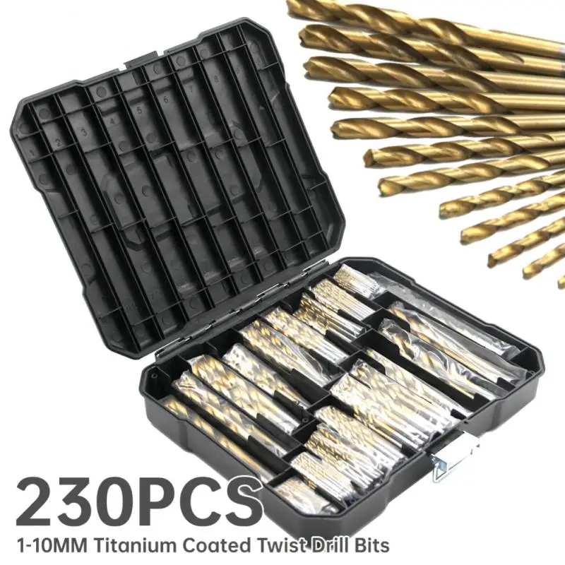 

Hot SellingTitanium Coated Twist Drill Bits HSS Drill Bits Set Tool High Quality Power Tools 1-10mm