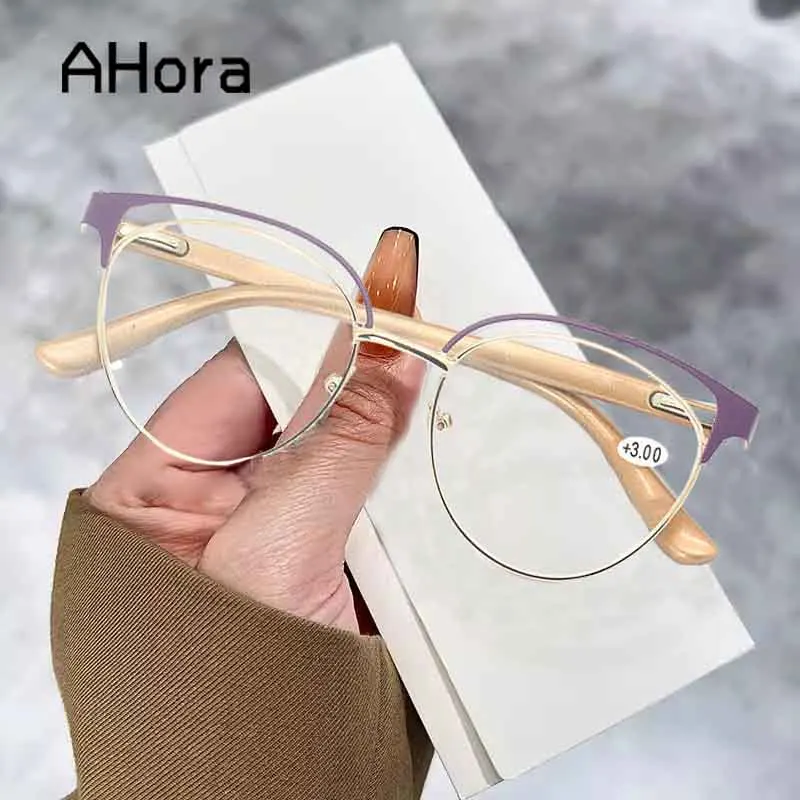 

Ahora Europe and America Cat Eyes Reading Glasses Metal Hollow Prebyopia Hyperopia Eyeglasses Optical Glasses Eyewear 1.0...+4.0