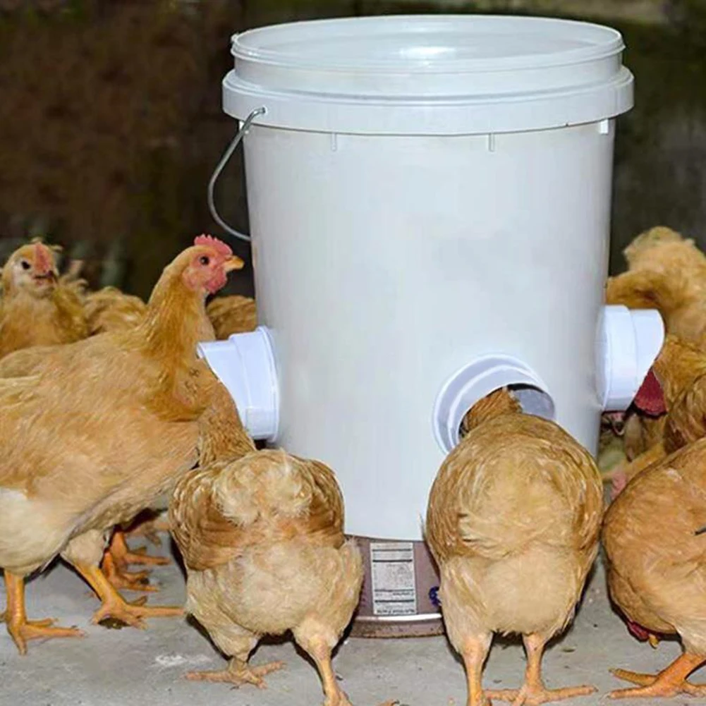 

1PCS Chicken Feeder Poultry Pro Feeder DIY Port PVC Gravity Fed Chicken Feeder Yard Garden Outdoor Living Wildlife Accessories