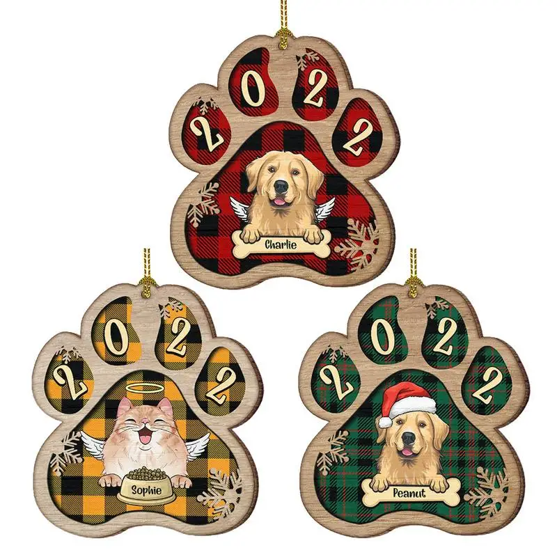 

Деревянное Рождественское украшение «Собачья лапа», рождественские украшения «сделай сам», рождественские деревянные украшения «Собачья лапа» для праздничного декора