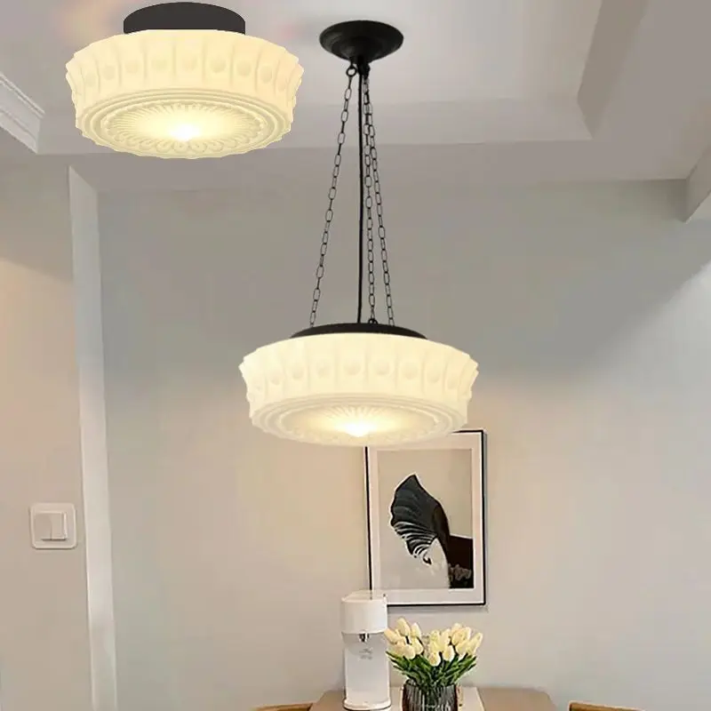 

Vintage Milky White Glass LED Pendant Lights Ceiling Lamps Living Dining Room Bedroom Aisle Corridor Indoor Lighting Home Decor