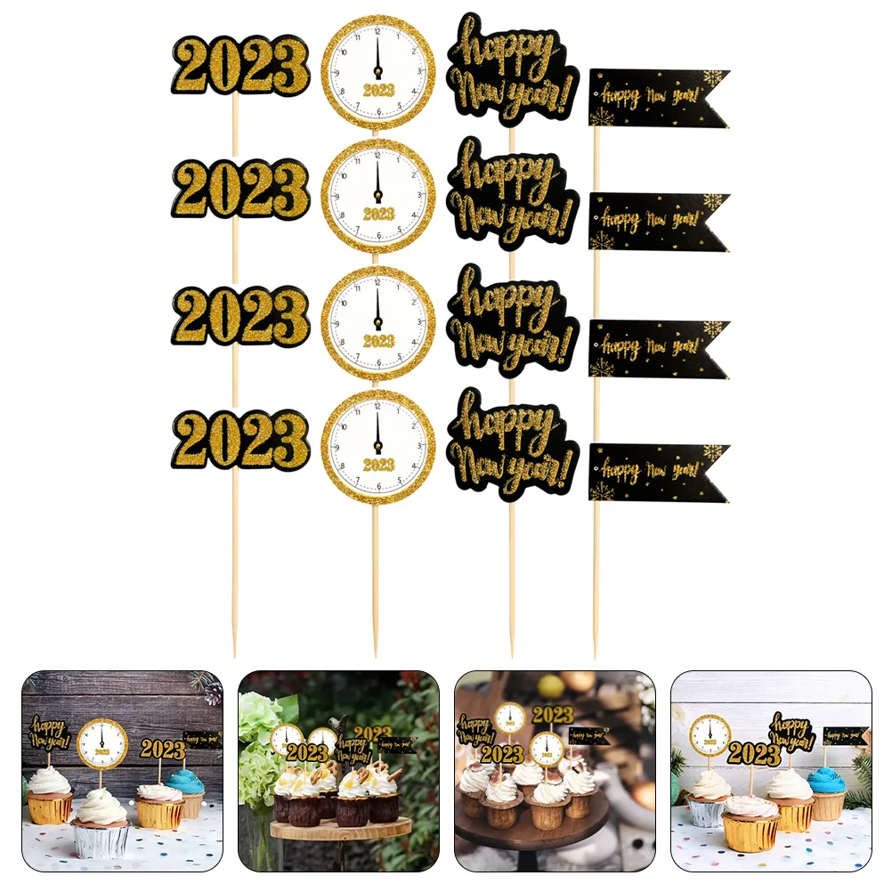 

New Year Cupcake Cake Picks Toppers Topperdessert Decoration Decorations Toothpick Pick Cocktail Birthday Nye Salad Stick