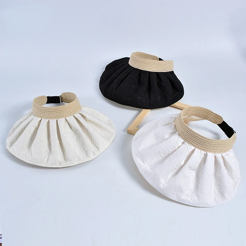 

New Summer Straw Woven Foldable Shell Empty Top Big Brim Sun Hat Beach Leisure Riding Travel Outdoor Mountaineering Sun Hat