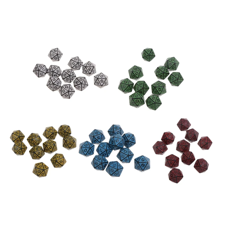 

10Pcs Polyhedral 20-Die Carved Pattern Dice Set D20 Acrylic Games Dices Set