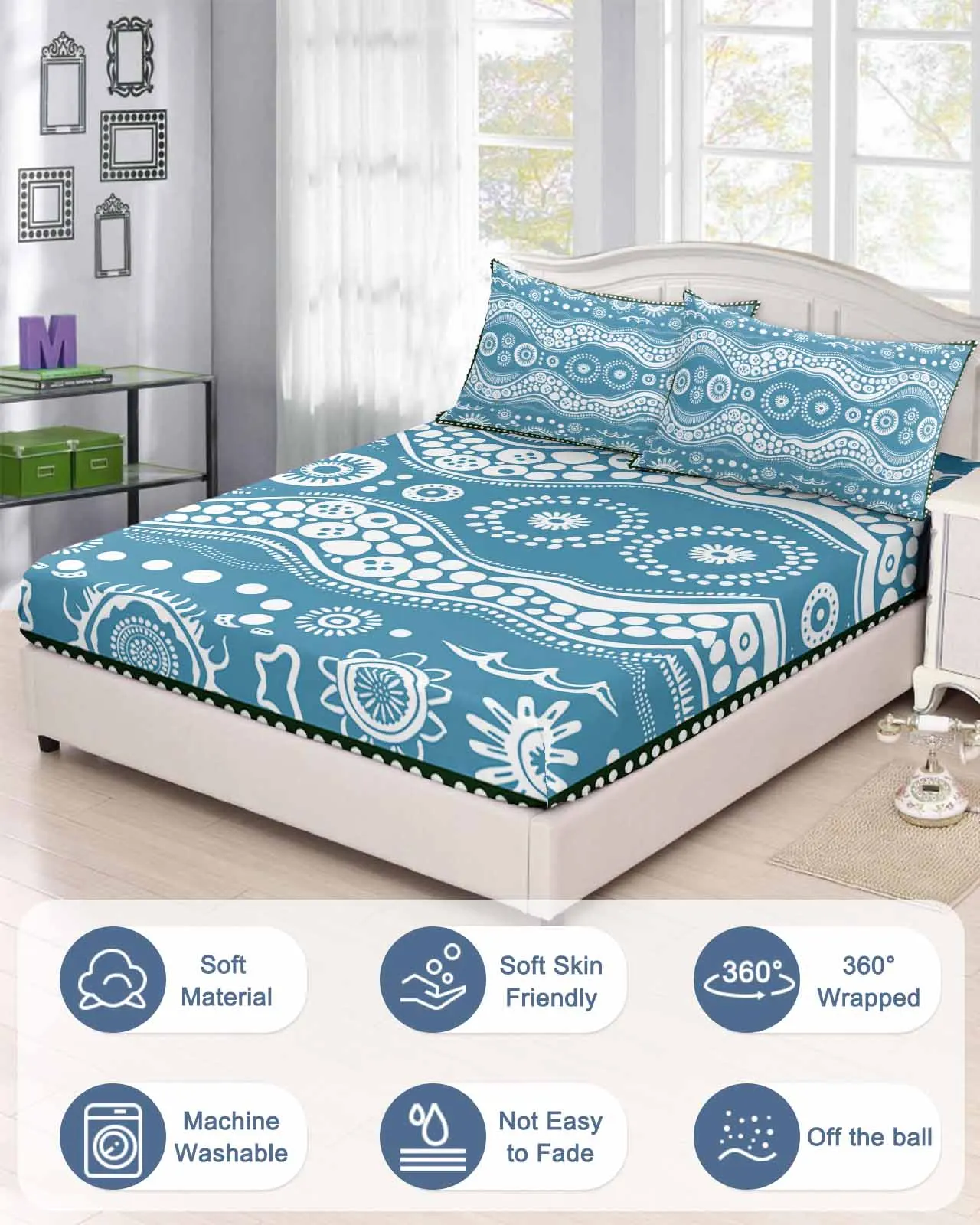 Волна точка граффити абстрактная простыня из полиэстера наматрасник четыре угла