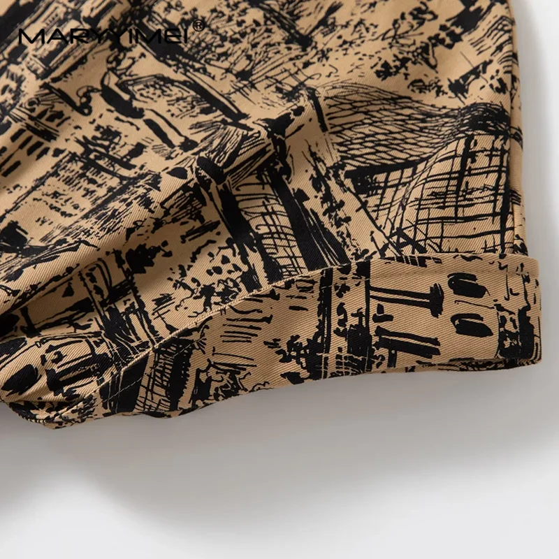 Летнее женское платье MARYYIMEI с отложным воротником и коротким рукавом однобортное