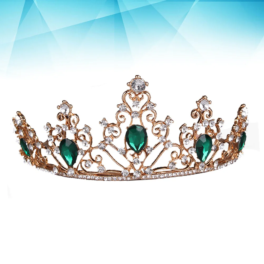 

Baroque Vintage Rhinestone Wedding Tiara Gemstones Bridal Headband Wedding Prom Party Costume Headpiece for Ladies ( Green )