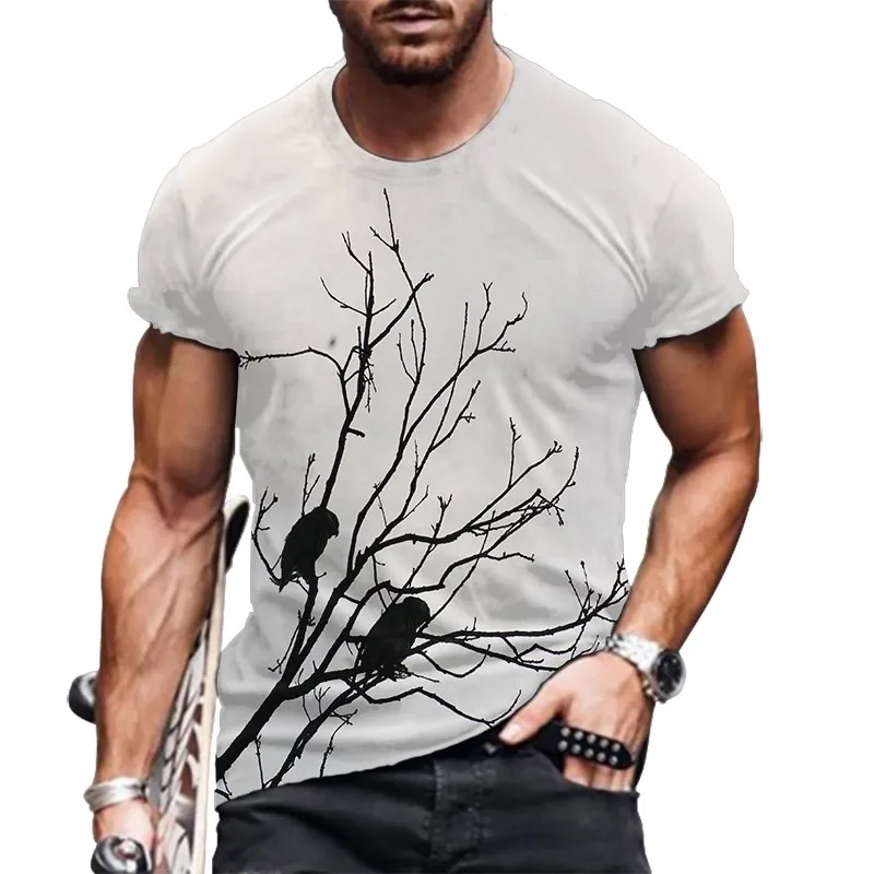 

Футболка мужская с объемным трехмерным принтом, Модный повседневный Свободный дышащий пуловер с круглым вырезом, топ оверсайз