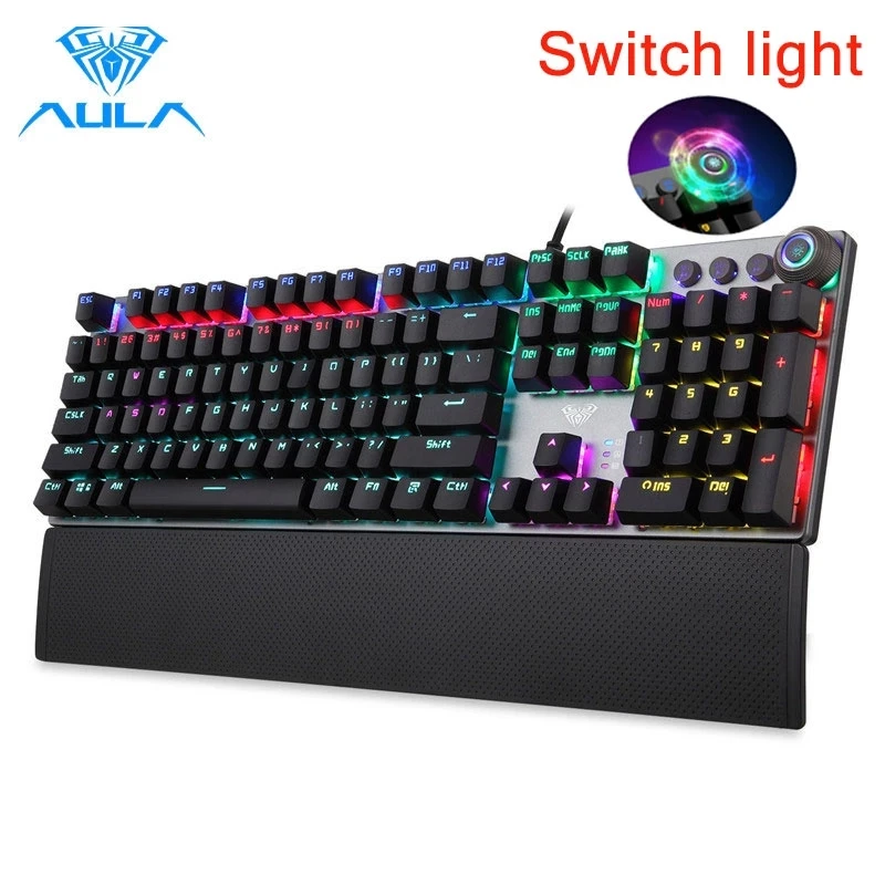 aula f2088 mechanical gaming keyboard anti ghosting 104 brown switch blue wired mixed backlit keyborad for game laptop pc free global shipping