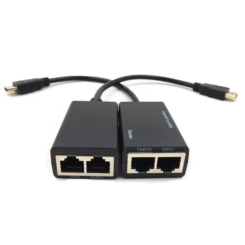 

HDMI-compatible to RJ45 converter Dual port network cable CAT5e/6 HD 1080P video signal extender 30M for HDTV DVD PC
