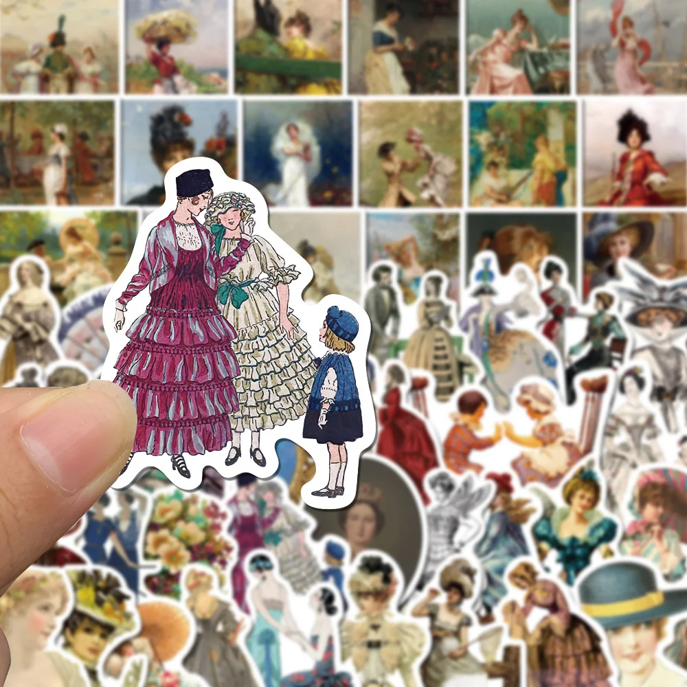 

52pcs Vintage Victoria Stickers For Stationery Guitar Ipad Scrapbook Laptop DIY Retro Character Sticker Scrapbooking Supplies