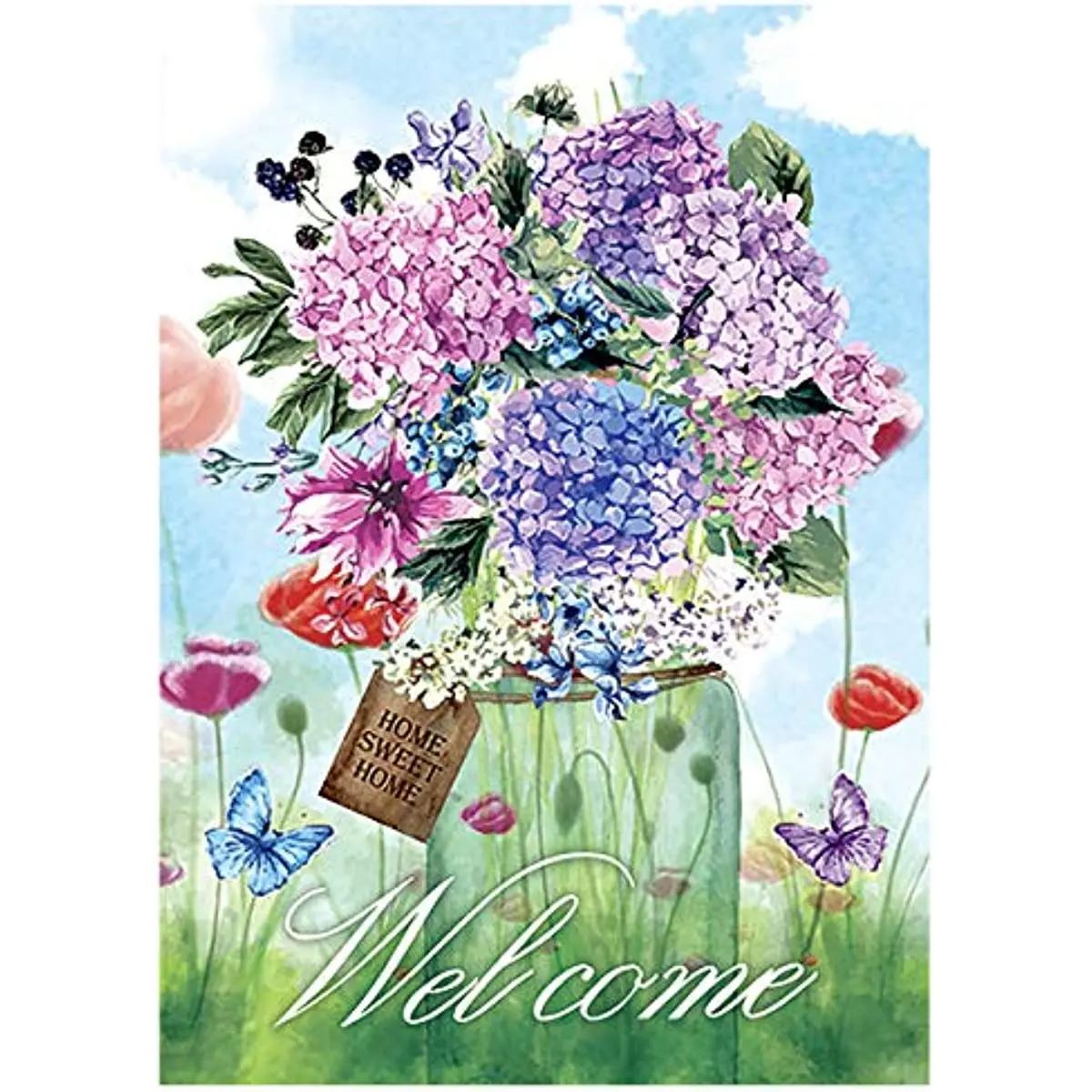 

New Spring Double Sided House Flag Floral Welcome Butterfly