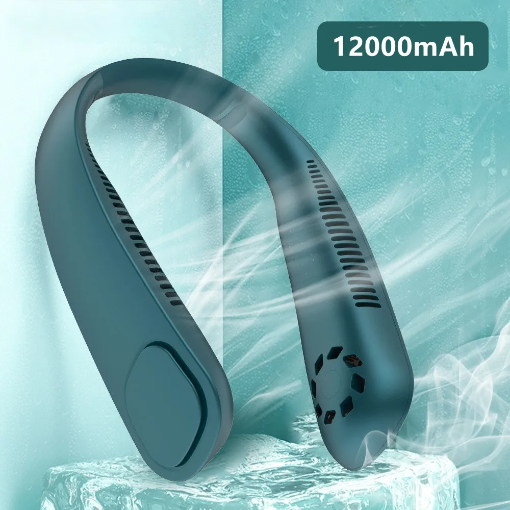 

ZAOXI 15000mah Neck Fan 50H Usage Bladeless Rechargeable Leafless Hanging Fans Air Cooler Cooling Wearable Neckband For 2022