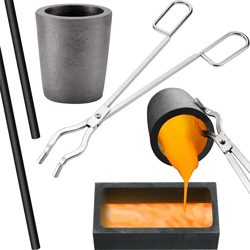 

5 Pcs Clay Graphite Foundry Crucible Kit,Graphite Crucibles Gold Silver Graphite Ingot Mold for Melting Casting Refining