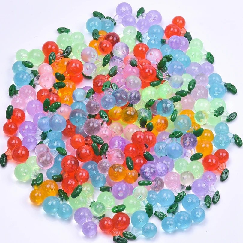 

Random Mix Resin Fruit Cute Pendant Cherry Charms For Jewelry Making Supplies 10-30pcs/Lot Charm DIY Keychain Earrings Materials