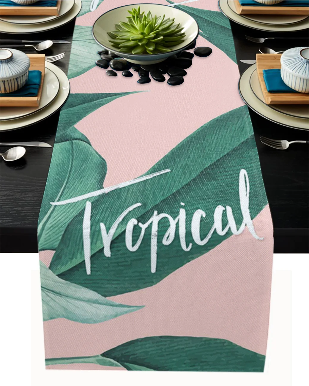 

Tropical Plant Leaves Watercolor Tablecloth Table Runner Decoration Home Decor Dinner Table Decoration Table Decor