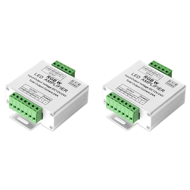 

2X контроллера Усилителя светодиодной ленты RGB/RGBW 5050, работает с 4-контактной/5-контактной светодиодной лентой 12 В/24 В постоянного тока 5050SMD