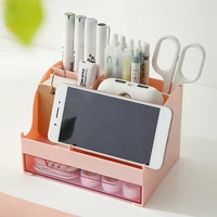large capacity desk accessories pen holder with drawer pencil storage box desktop organizer school office stationery new hot