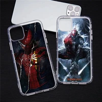marvel superhero spiderman phone case for iphone 13 12 11 pro max mini xs 8 7 plus x se 2020 xr transparent soft cover