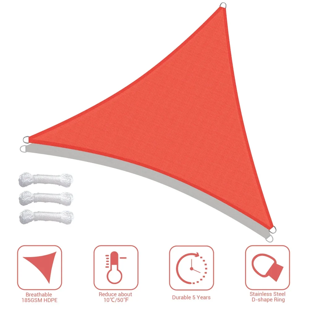 

Jmt20225' x 5' x 5' Triangle Sun Shade Sail/ Watermalon Red2022